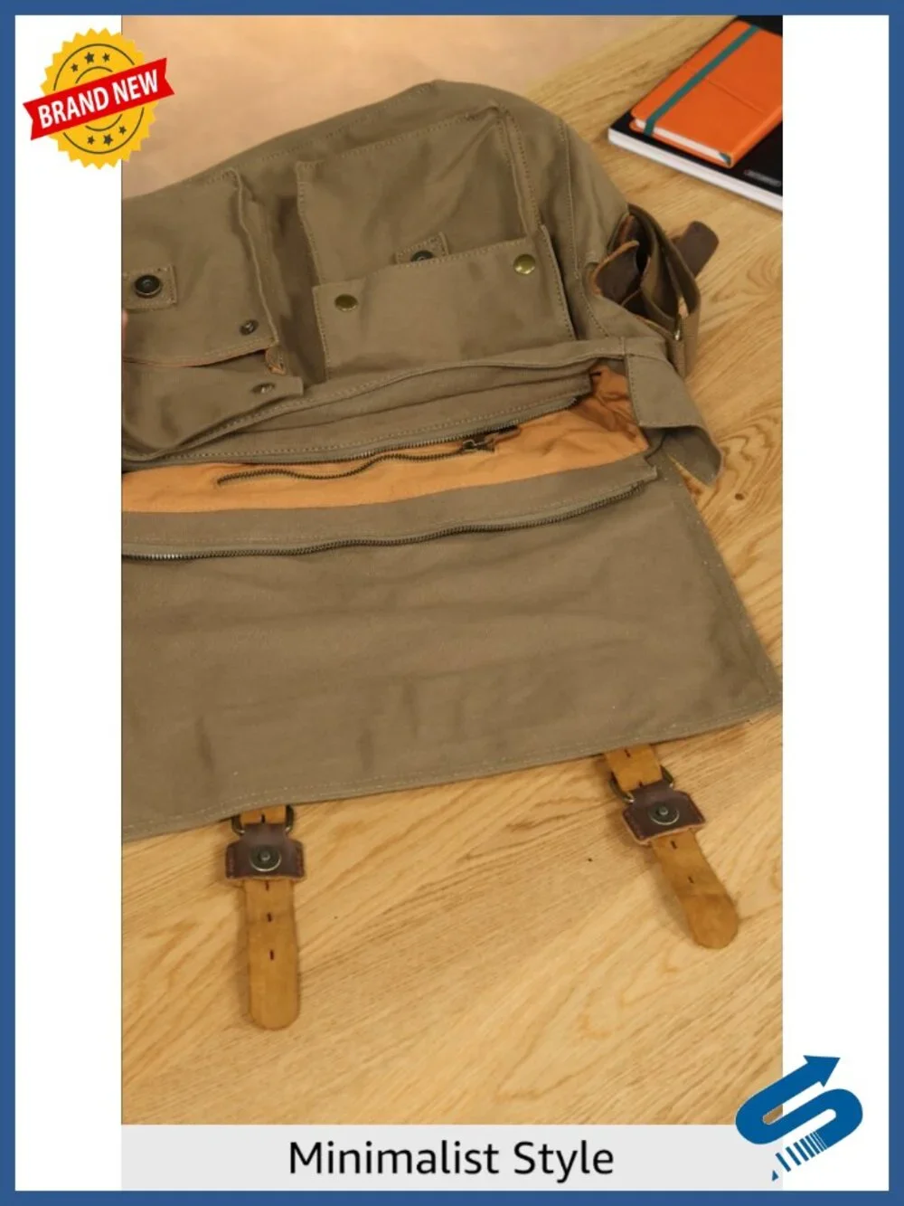 Vintage Military Leather Canvas Messenger Bag Laptop